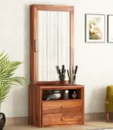 Carnivel Sheesham Wood Dressing Table with Drawer Storage (Honey Finish)