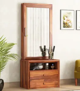 Carnivel Sheesham Wood Dressing Table with Drawer Storage (Honey Finish)