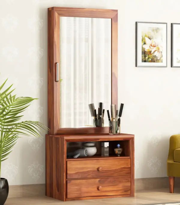 Carnivel Sheesham Wood Dressing Table with Drawer Storage (Honey Finish)