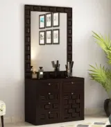 Growler Sheesham Wood Dressing Table with Drawer Storage (Walnut Finish)