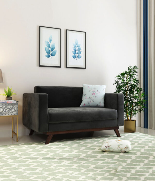 Casper 2 Seater Sofa (Velvet, Graphite Grey)