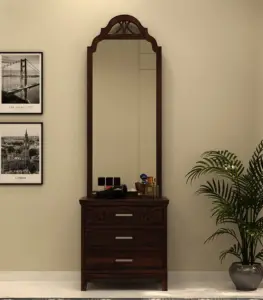 Allon Sheesham Wood Dressing Table with Drawer Storage (Walnut Finish)