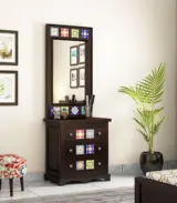 Roko Sheesham Wood Dressing Table with Drawer Storage (Walnut Finish)
