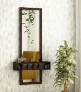 Morose Sheesham Wood Wall Mounted Dressing Table (Walnut Finish)