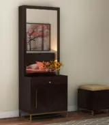 Jelt Sheesham Wood Dressing Table with Drawer and Box Storage (Walnut Finish)
