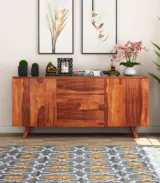 Holet Sheesham Wood Sideboard and Cabinet (Honey Finish)