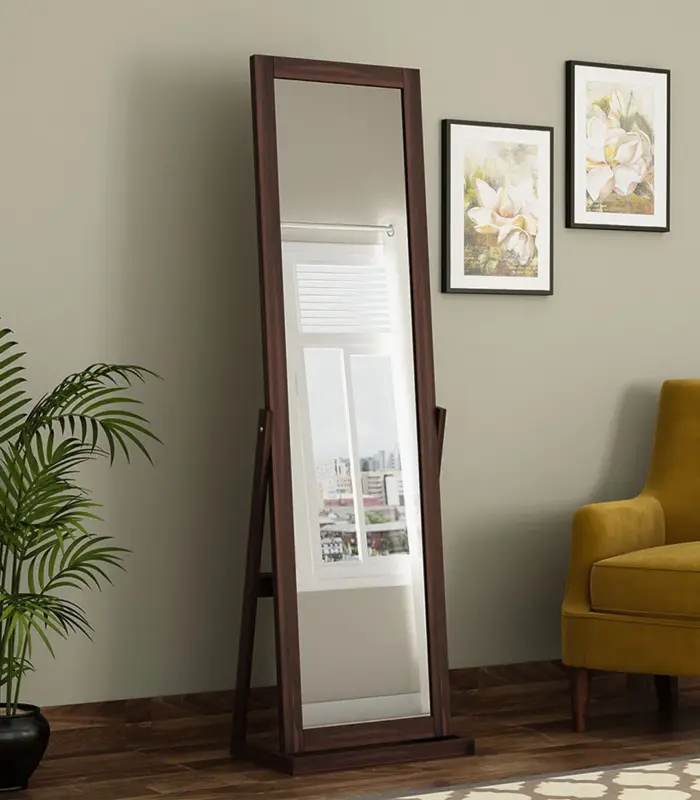 Wolter Sheesham Wood Full Length Dressing Mirror (Walnut Finish)