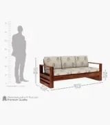 Wonster Sheesham Wood Sofa Set with 3+1+1 Seating (Honey Finish Leaf stripes) - Image 4