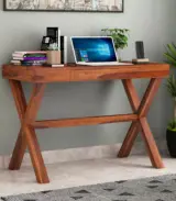 Poppoy Sheesham Wood Computer Table with Keyboard Tray (Honey Finish)