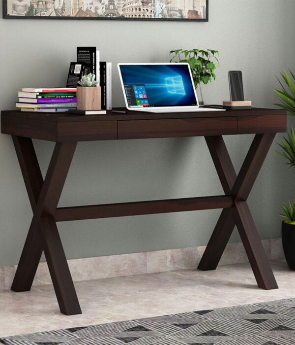 Poppy Solid Computer Desk (Walnut Finish)