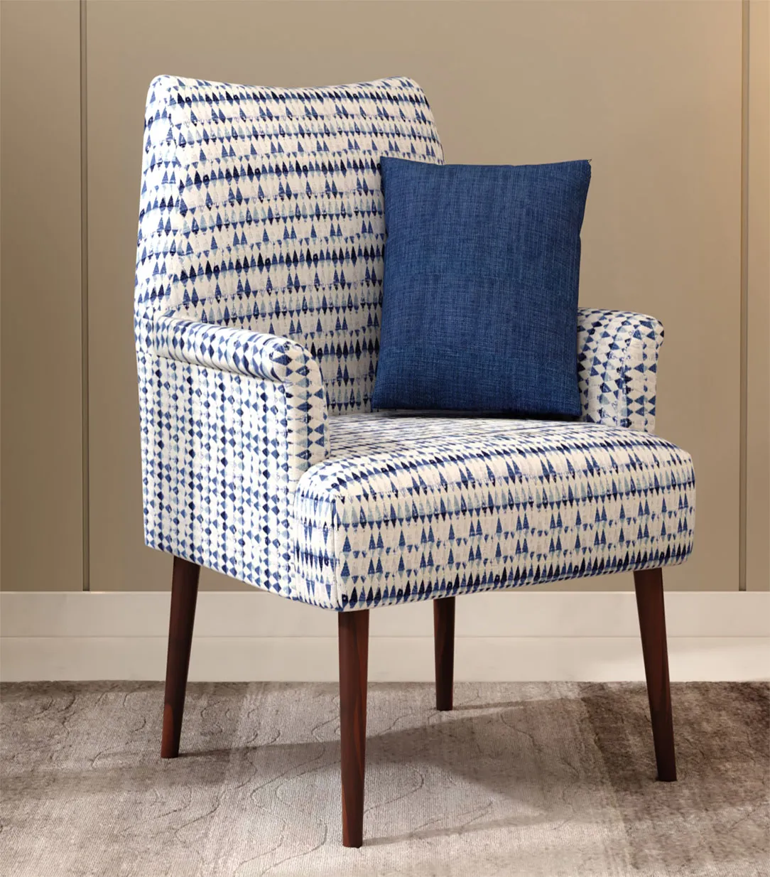 Arcosta Sheesham Wood Frame with Cushioned Velvet Seating Lounge Chair (Arctic Diamonds with Walnut Finish) Arcosta Sheesham Wood Frame with Cushioned Velvet Seating Lounge Chair (Arctic Diamonds with Walnut Finish)