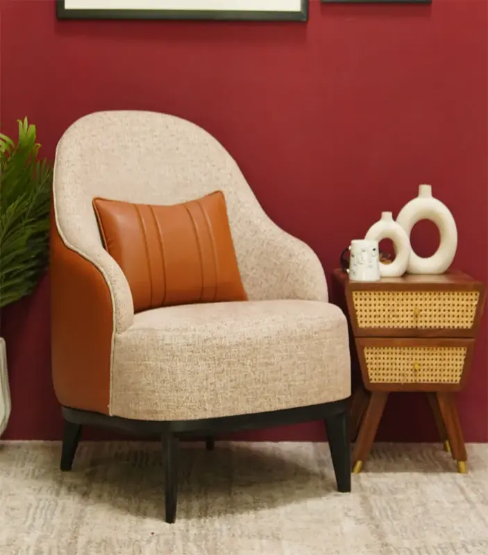 Pitblair Sheesham Wood Frame with Cushioned Velvet Seating Arm Chair (Walnut Finish)