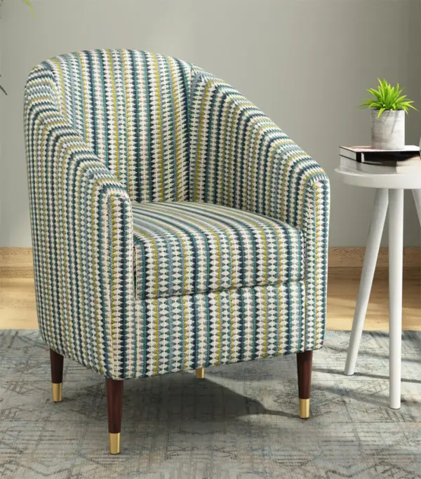 Jolien Sheesham Wood Frame with Cushioned Velvet Seating Arm Chair (Spring Tribals)