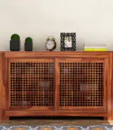 Hurtendo Sheesham Wood Sideboard and Cabinet (Honey Finish)