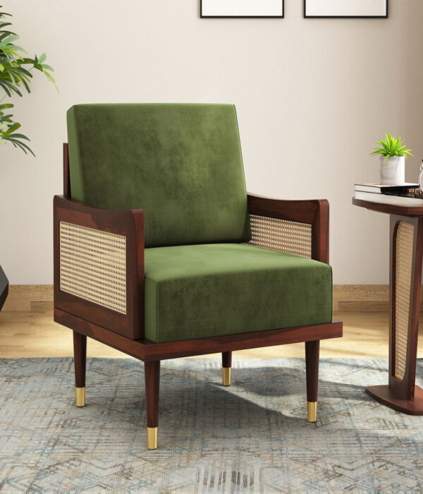 Elton Cane Arm Chair (Dark Olive Green)