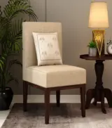 Omnega Sheesham Wood Frame with Cushioned Velvet Seating Lounge Chair (Sand Beige with Walnut Finish)