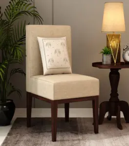 Omnega Sheesham Wood Frame with Cushioned Velvet Seating Lounge Chair (Sand Beige with Walnut Finish)