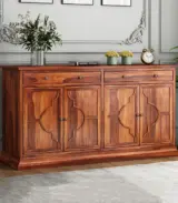 Celton Sheesham Wood Sideboard and Cabinets Two Drawers (Honey Finish)