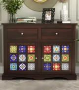 Roko Sheesham Wood Sideboard and Cabinet with Two Drawers (Walnut Finish) - Image 2