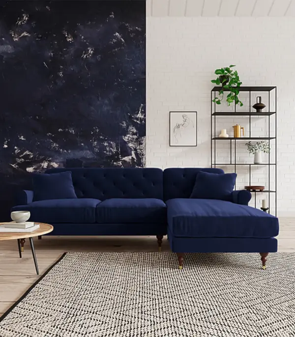 Sidbory L-Shaped Sofa with Cushions | Purple Corner Set