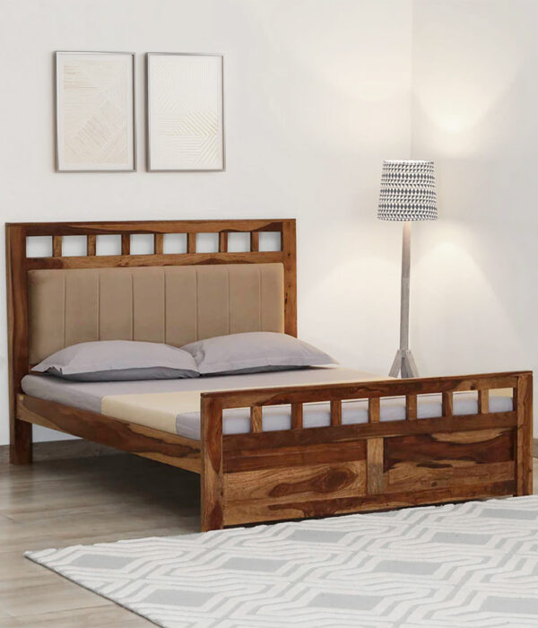 Alyano Sheesham Wood Queen Size Bed without Storage (Rustic Teak Finish)