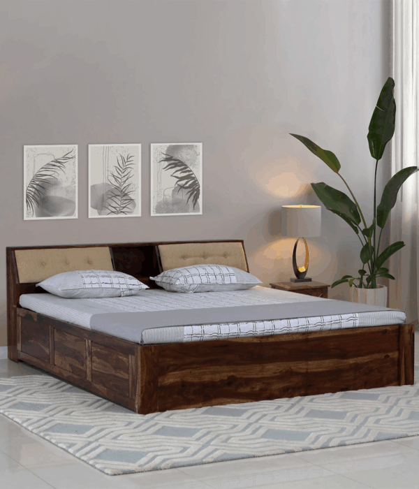 Wedohl Sheesham Wood King Size Bed In Scratch Resistant Rustic Teak Finish With Box Storage