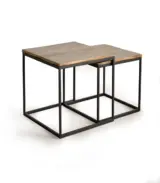 Orkvik Mango Wood Top with Metal Base Set of 2 Coffee Tables (Brown Finish)