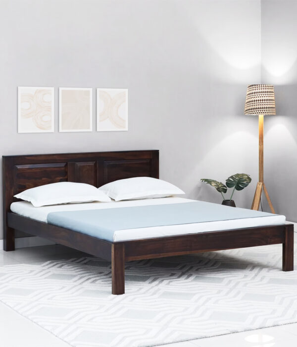 Pemplona Sheesham Wood Queen Size Bed without Storage (Teak Finish)