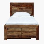 Sougur Sheesham Wood Single Bed In Rustic teak Finish With Drawer Storage - Image 2