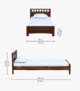 Misty Sheesham Wood Single Bed without Storage (Rustic Teak Finish) - Image 2