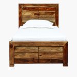 Sougur Sheesham Wood Single Bed without Storage (Rustic teak Finish) - Image 2