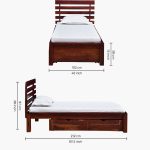 Stigen Sheesham Wood Single Bed With Drawer Storage In Scratch Resistant Honey Oak Finish - Image 2
