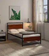 Hailri Sheesham Wood with Metal Frame Single Bed without Storage (Honey Oak Finish) - Image 2