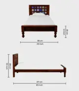 Almora Sheesham Wood Single Bed without Storage (Honey Oak Finish) - Image 2