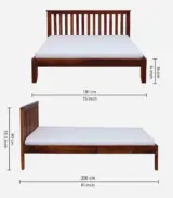 Eyva Sheesham Wood King Size Bed without Storage (Honey Oak Finish) - Image 2