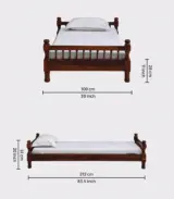 Egastya Sheesham Wood Single Bed without Storage (Honey Oak Finish) - Image 2