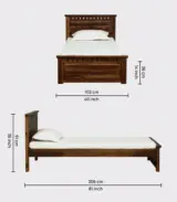 Zurndolf Sheesham Wood Single Bed without Storage (Provincial Teak Finish) - Image 2