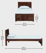 Mourconing Sheesham Wood Single Bed without Storage (Rustic Teak Finish) - Image 2