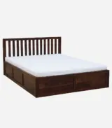 Eyva Sheesham Wood King Size Bed with Box Storage (Provincial Teak Finish) - Image 3
