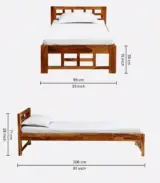 Railegh Sheesham Wood Single Bed without Storage (Rustic Teak Finish) - Image 2