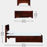Sougur Sheesham Wood Single Bed with Drawer Storage (Honey Oak Finish) - Image 2