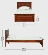 Zurndolf Sheesham Wood Single Bed without Storage (Honey Oak Finish) - Image 2