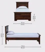 Mahjestica Sheesham Wood Single Bed without Storage (Provincial Teak Finish) - Image 2