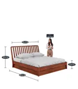 Purely Sheesham Wood King Size Beds with Box Storage (Honey Oak Finish) - Image 3