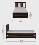 Froya Sheesham Wood Single Bed with Trundle (Provincial Teak Finish) - Image 2