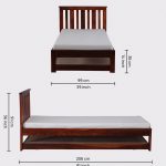Froya Sheesham Wood Single Bed with Trundle (Honey Oak Finish) - Image 2