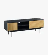 Roeley Mango Wood Floor Standing TV Unit (Black Finish) - Image 2