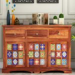 Roko Sheesham Wood Storage Cabinet Sideboard With Three Drawers - Image 2