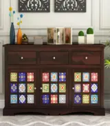 Roko Sheesham Wood Sideboard and Cabinet with Three Drawers (Walnut Finish) - Image 2