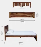 Amerillo Sheesham Wood King Size Bed without Storage (Rustic Teak Finish) - Image 2
